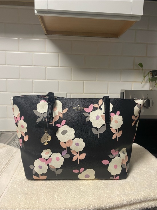 kate spade Handbags - kate spade Black Floral Print Tote with Pastel Accents